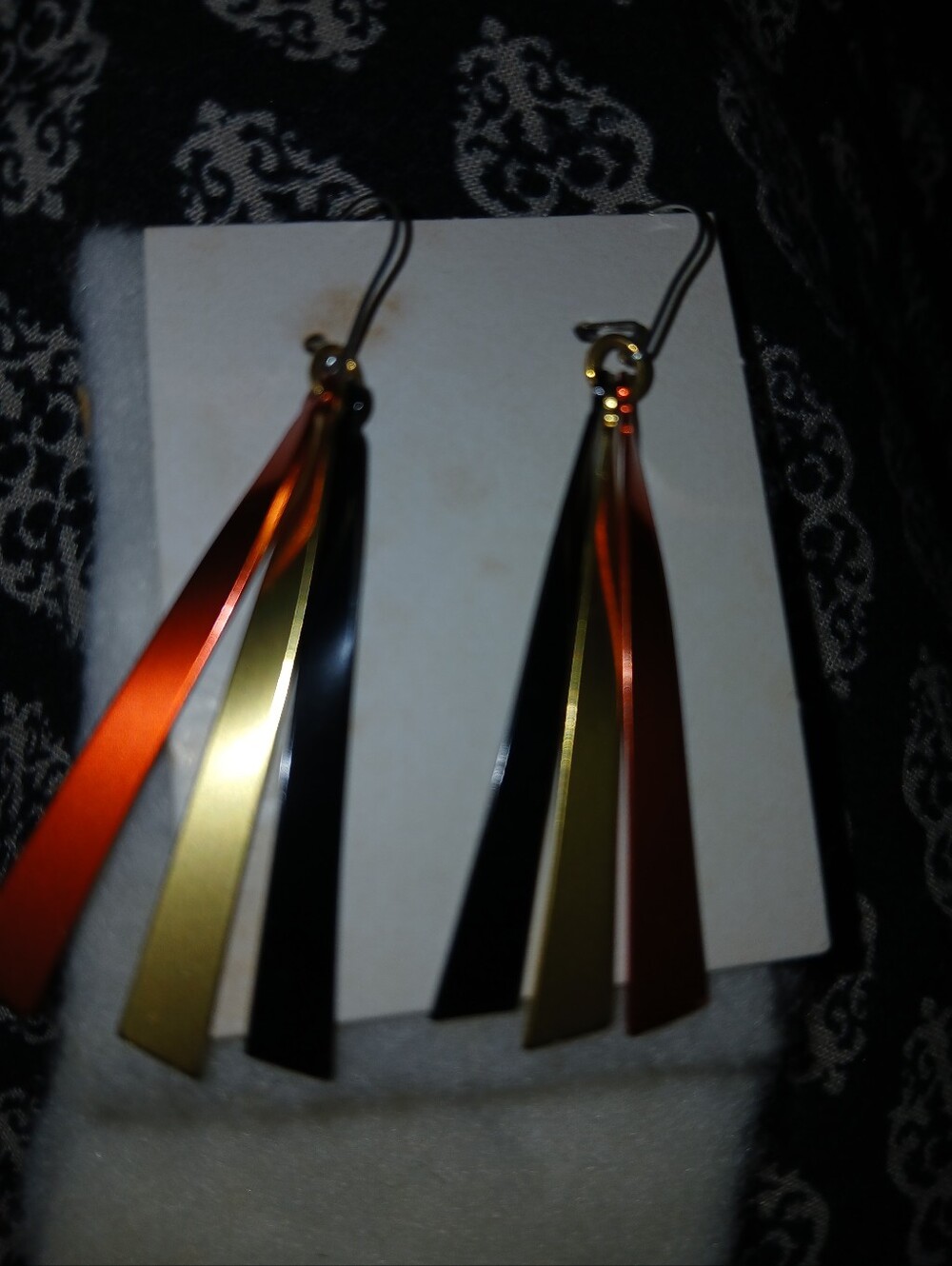 Avon Nib Red Black and Gold Layered Dangle Earri Vintage Earngs - Picture 6 of 7